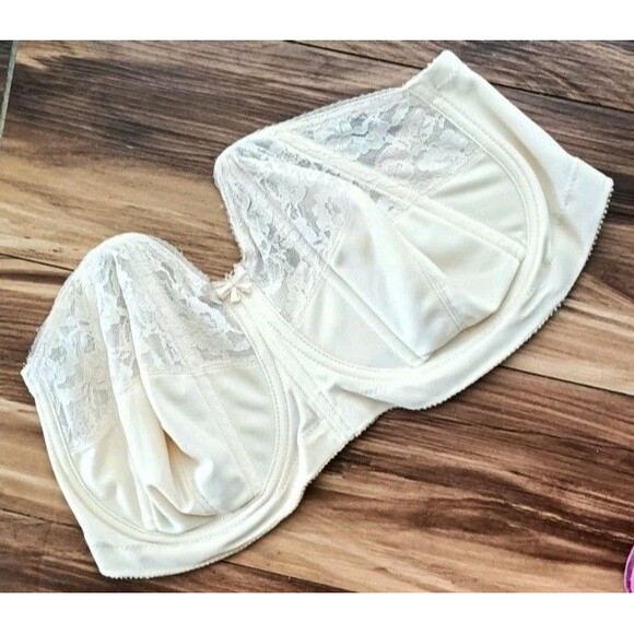 Goddess Lace Strapless Bra Underwire Size 40DD Beige Style #389 Vintage Boning - Picture 1 of 8